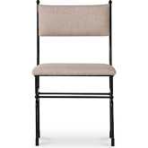Posta Dining Chair in Beige Fabric & Hammered Metal