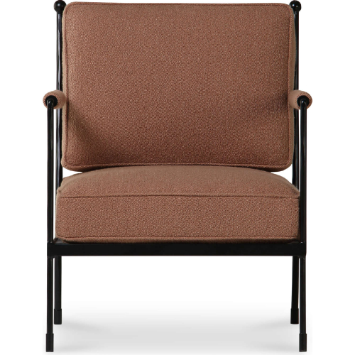 Vecchia Accent Chair in Terracotta Orange Fabric & Hammered Iron