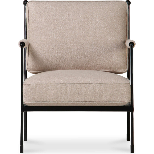 Vecchia Accent Chair in Beige Fabric & Hammered Iron