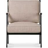 Vecchia Accent Chair in Beige Fabric & Hammered Iron