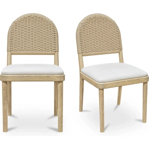 Claire Dining Chair in Natural Paper Cord Wood & Beige Fabric (Set of 2)