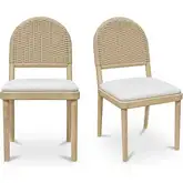 Claire Dining Chair in Natural Paper Cord Wood & Beige Fabric (Set of 2)