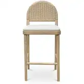 Claire Counter Stool in Natural Paper Cord, Wood & Beige Fabric