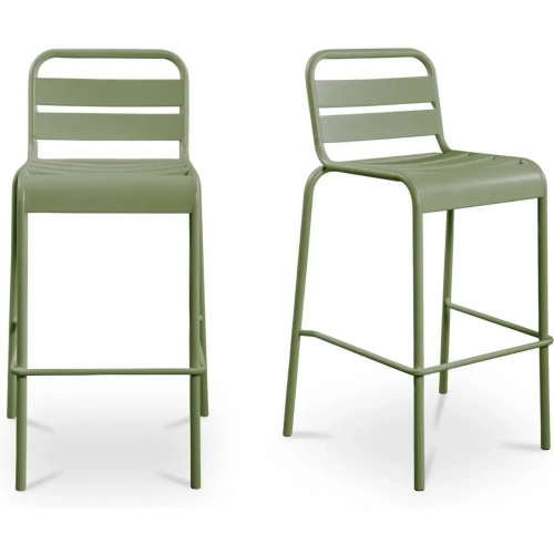 Kade Outdoor Bar Stool in Green Steel (Set of 2)