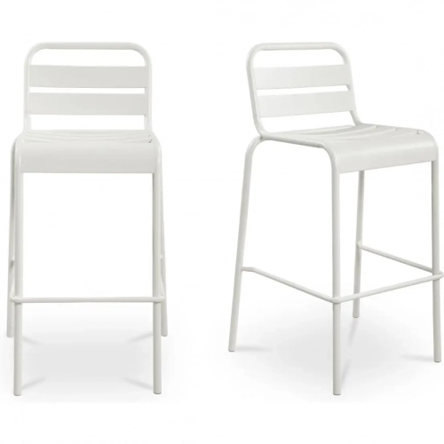 Kade Outdoor Bar Stool in White Steel (Set of 2)