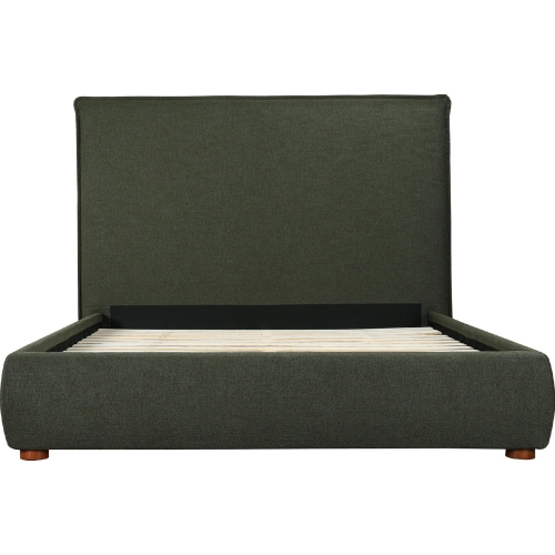 Luzon King Bed with Tall Headboard in Deep Forest Green Fabric