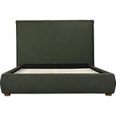 Luzon King Bed with Tall Headboard in Deep Forest Green Fabric