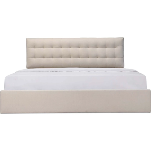 Sebastion King Storage Bed in Tufted Cream Fabric