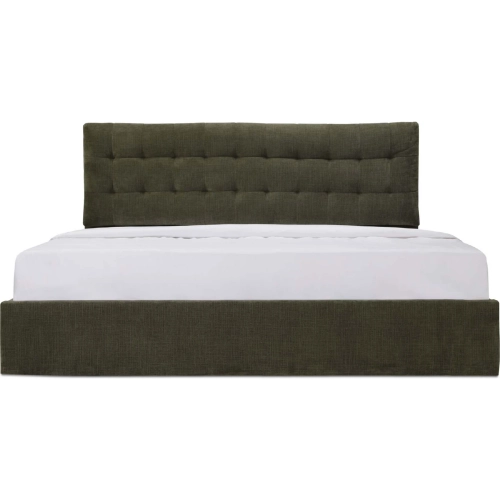 Sebastion King Storage Bed in Tufted Green Fabric