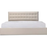 Sebastion Queen Storage Bed in Tufted Cream Fabric
