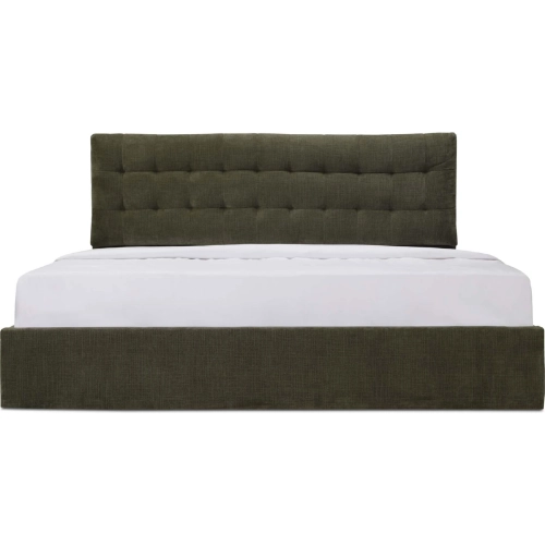 Sebastion Queen Storage Bed in Tufted Green Fabric