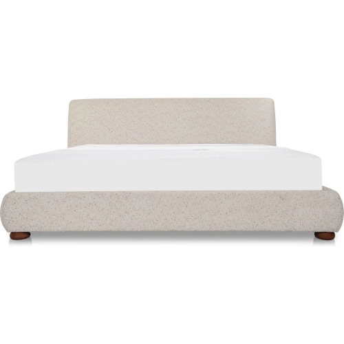 Beau King Lift Storage Bed in Speckled Light Grey Textured Fabric