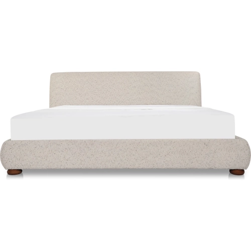 Beau Queen Lift Storage Bed in Speckled Light Grey Textured Fabric