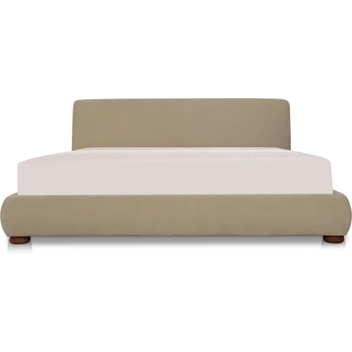 Beau Queen Lift Storage Bed in Warm Beige Textured Fabric