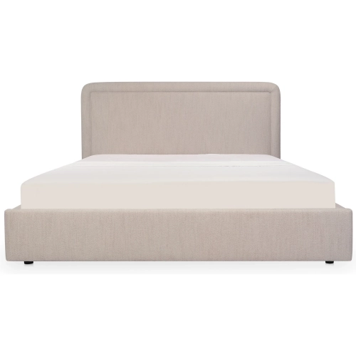 Simon Queen Storage Bed in Flecked Beige Fabric
