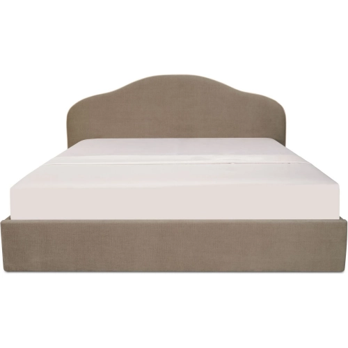 Maggie King Lift Storage Bed in Taupe Brown Fabric