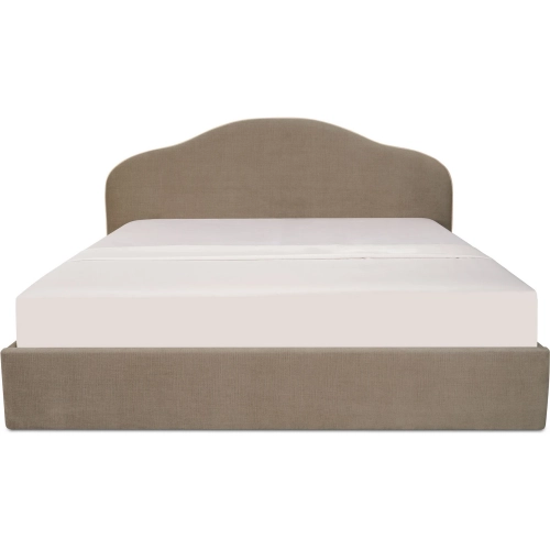 Maggie Queen Lift Storage Bed in Taupe Brown Fabric