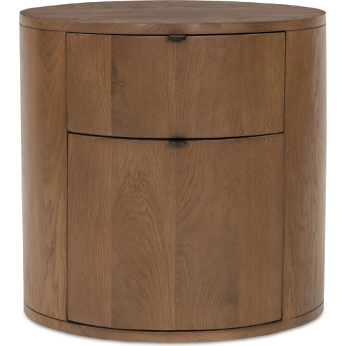 Theo 2 Drawer Nightstand in Brown Finish Oak Wood