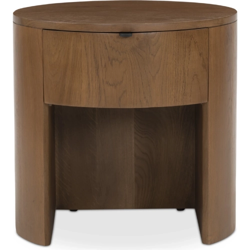 Theo 1 Drawer Nightstand in Brown Finish Oak Wood