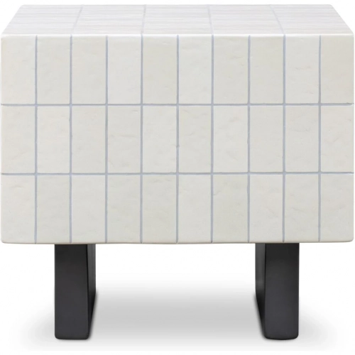 Farren Outdoor Side Table in Gloss Cream Concrete