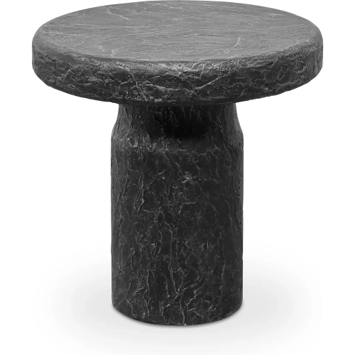 Nia Outdoor Side Table in Textured Charcoal Gray Concrete