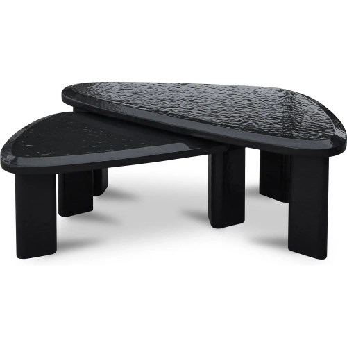 Sophie Outdoor Nesting Table in Set in High Gloss Charcoal Gray Concrete