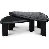 Sophie Outdoor Nesting Table in Set in High Gloss Charcoal Gray Concrete