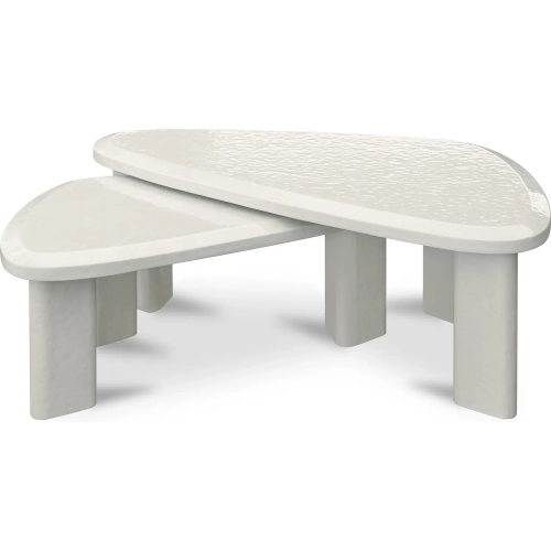 Sophie Outdoor Nesting Table in Set in High Gloss Cream Concrete