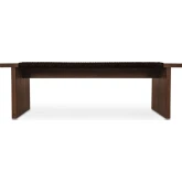 Merritt Outdoor Bench in Dark Brown Teak Wood & Poly Hyacinth