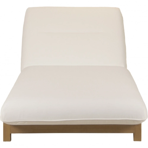 Enzo Outdoor Adjustable Lounge Chair in White Fabric & Teak Wood