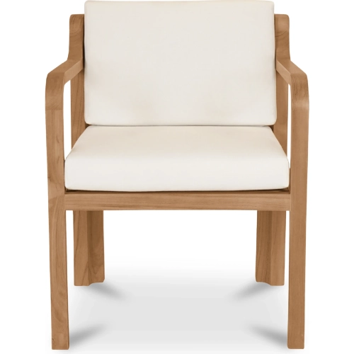 Nellie Outdoor Dining Chair in White Fabric & Teak Wood