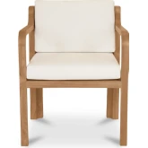 Nellie Outdoor Dining Chair in White Fabric & Teak Wood