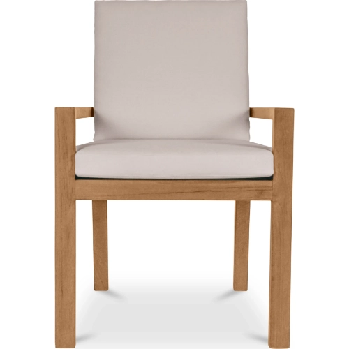 Mateo Outdoor Dining Chair in White Fabric & Teak Wood