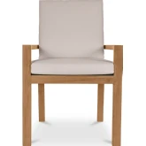 Mateo Outdoor Dining Chair in White Fabric & Teak Wood