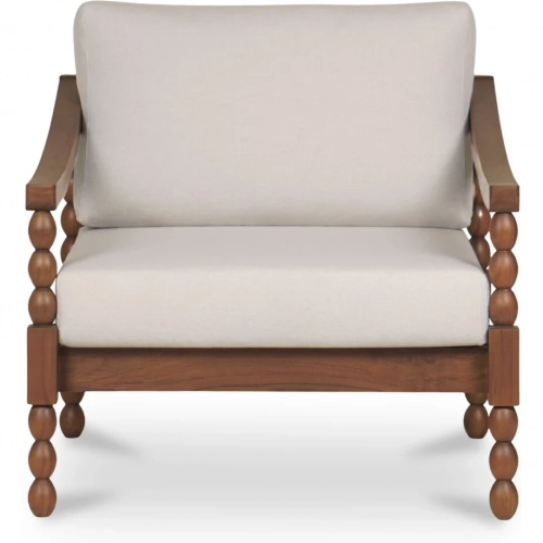 Delilah Outdoor Accent Chair in Brown Teak & Neutral Fabric