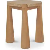 Pax Outdoor Side Table in Natural Travertine & Teak Wood