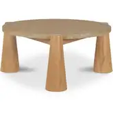 Pax Outdoor Coffee Table in Natural Travertine & Teak Wood