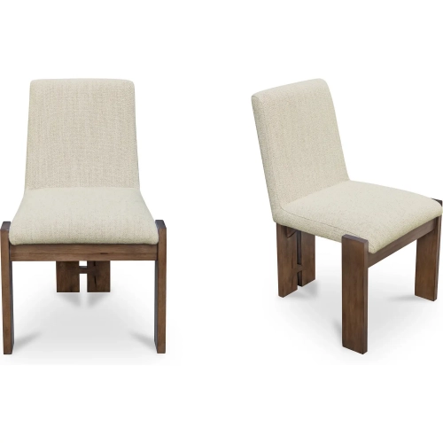Mia Dining Chair in Beige Fabric & Wood (Set of 2)
