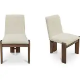 Mia Dining Chair in Beige Fabric & Wood (Set of 2)