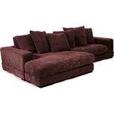 Plunge Sectional Sofa w/ Reversible Chaise in Dark Brown Corduroy Fabric