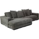 Plunge Sectional Sofa w/ Reversible Chaise in Charcoal Corduroy Fabric