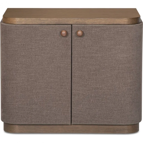 Simone Nightstand in Brown Fabric & Wood