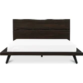 Madagascar King Platform Bed in Dark Brown Live Edge Acacia Wood & Metal