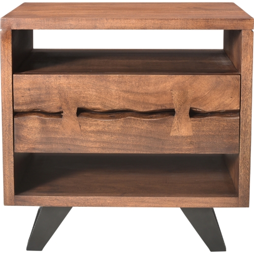 Madagascar Nightstand in Solid Acacia on Steel Legs