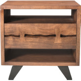 Madagascar Nightstand in Solid Acacia on Steel Legs