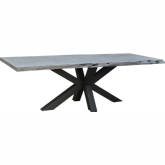 Edge 84" Dining Table in Live Edge Grey Acacia on Iron Base