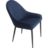 Lapis Dining Chair in Dark Blue Fabric on Metal Legs (Set of 2)