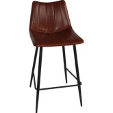 Alibi Counter Stool in Brown Leatherette on Metal Legs (Set of 2)