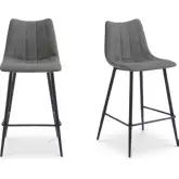 Alibi Counter Stool in  Dark Grey Fabric & Black Metal (Set of 2)