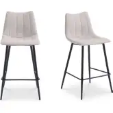 Alibi Counter Stool in Beige Fabric & Black Metal (Set of 2)